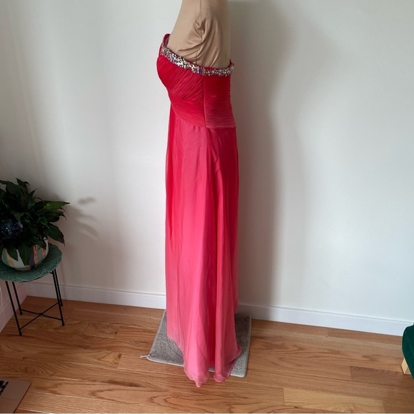 Blush Prom By Alexia Pink Rhinestone Embellished Strapless Evening Gown EUC Sz 4 - Picture 2 of 10